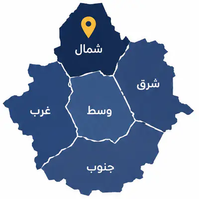 خريطة قطاعات الرياض الخمسة: شمال، شرق، غرب، وسط، جنوب
